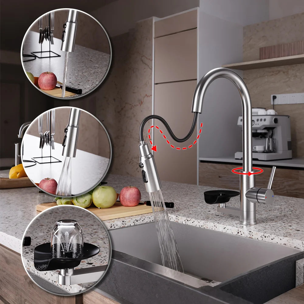 Modern High End Sink Faucet Cup Washer Brushed