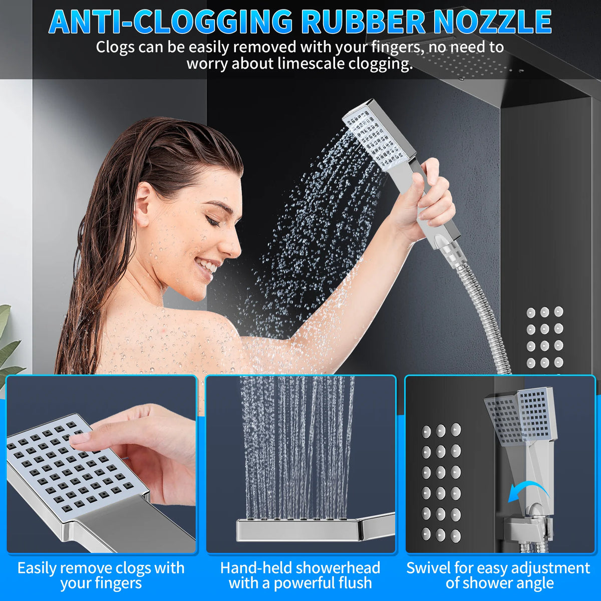 Function Shower Column Panel Stainless Steel Rain Massage