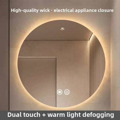 Mirror Round Mirror Wall-Mounted Smart Bathroom Mirror Led