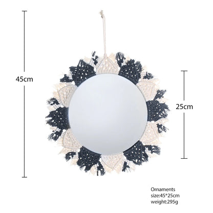 Boho Decorative Mirrors Macrame Round Mirror Aesthetic Room