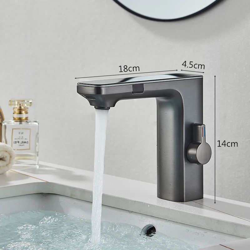 Smart Sensor Basin Faucet Digital Display Screen Cold