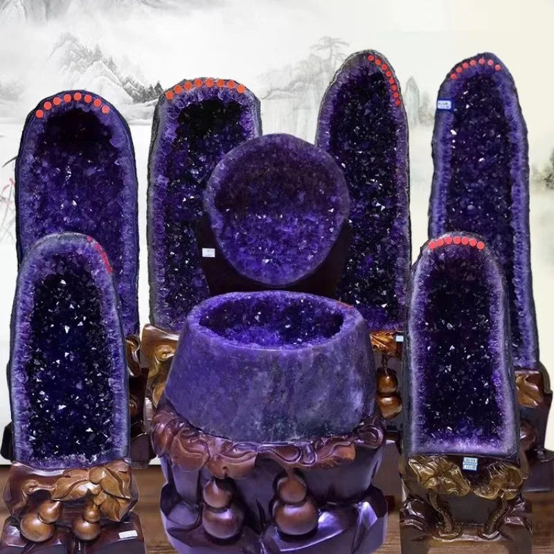 Natural Uruguay Amethyst Cave Purple Deode Ornaments Treasure