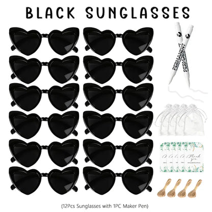 12-100pcs Wedding Sunglasses Guests Heart Shaped Sunglasses
