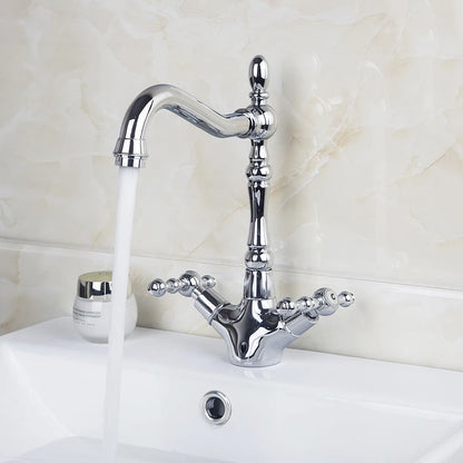 Kemaidi Gold Bathroom Sink Faucet Brass Hole Deck