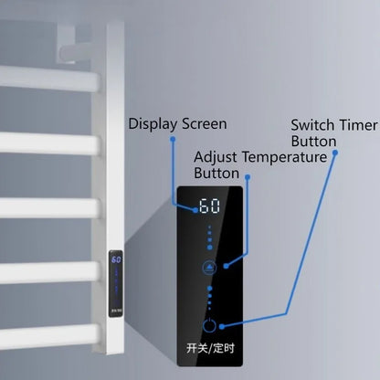 Metal Electric Heated Towel Rail Smart Disinfection Thermostat