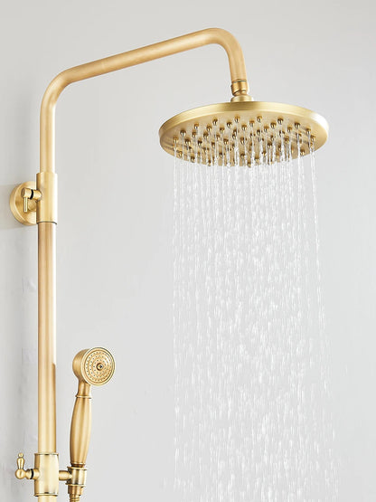 Retro Shower System Antique Brass Rainfall Shower Handheld