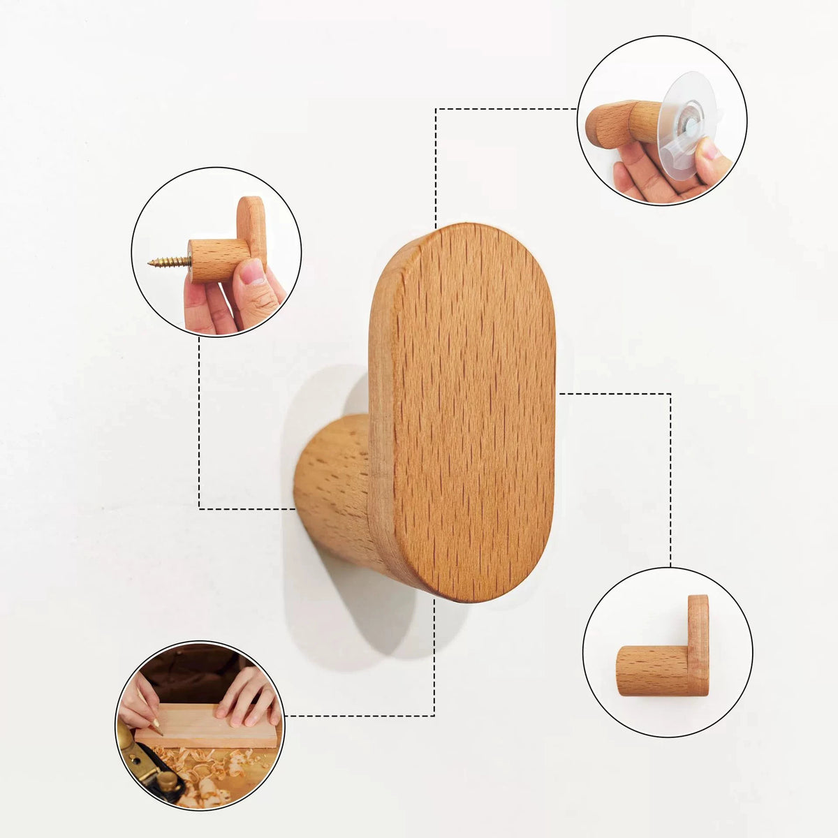 Nordic Wood Clothes Hanger Wall Mounted Coat Hook