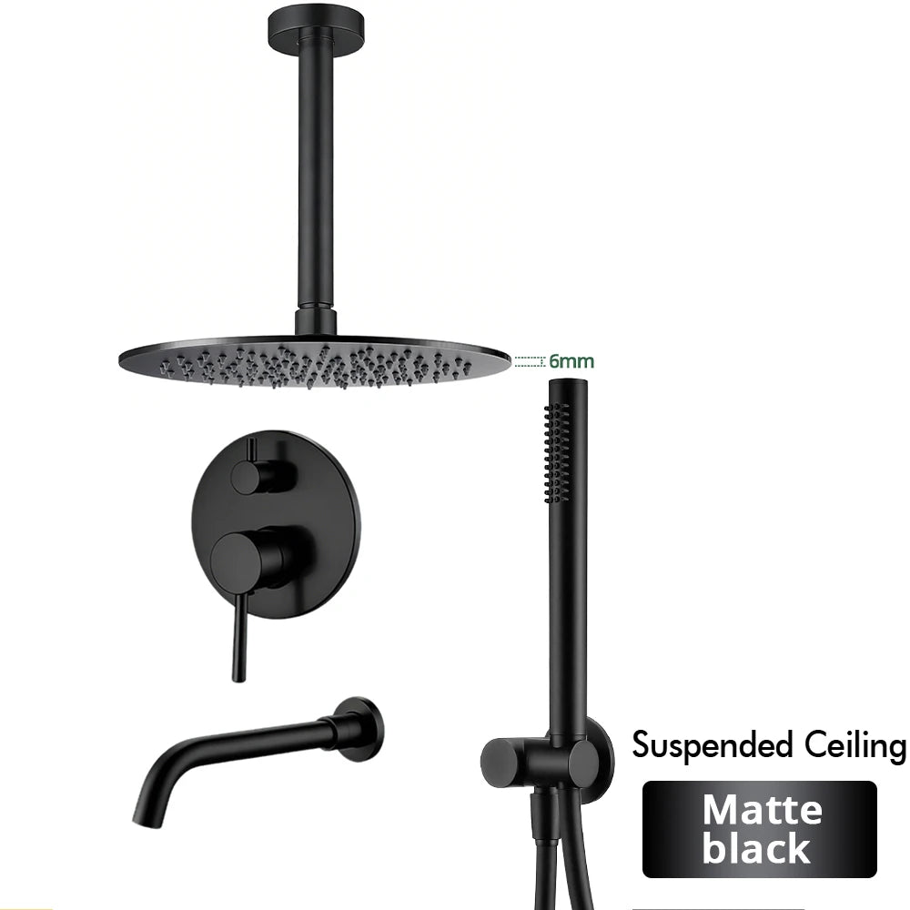 Bathroom Faucet Shower Mixer Tap Spout Black Solid