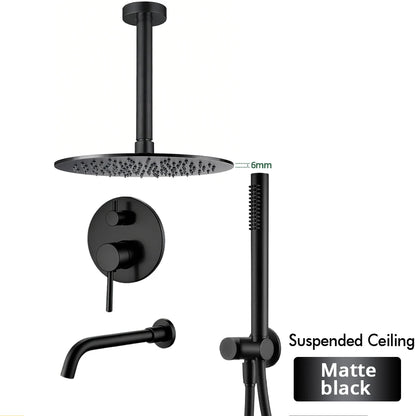 Bathroom Faucet Shower Mixer Tap Spout Black Solid