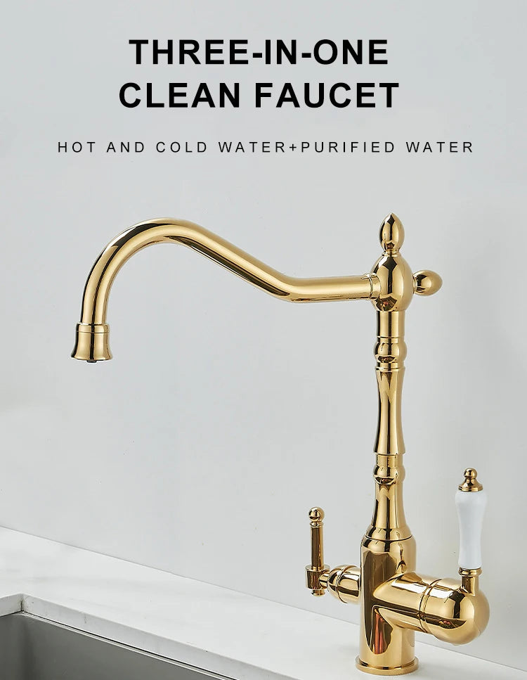 Antique Brass Faucets 360 Rotate Swivel Faucet Cold