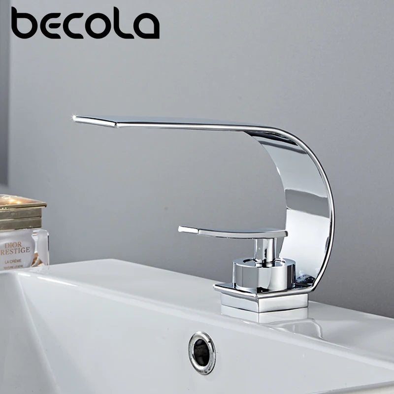 Becola Retail Deck Mount Waterfall Bathroom Basin Faucet