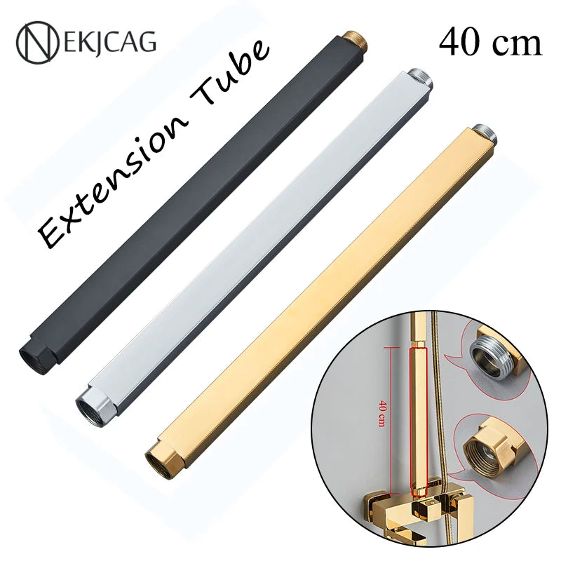 Square Extension Tube Bathroom Shower Faucet Extra Extend