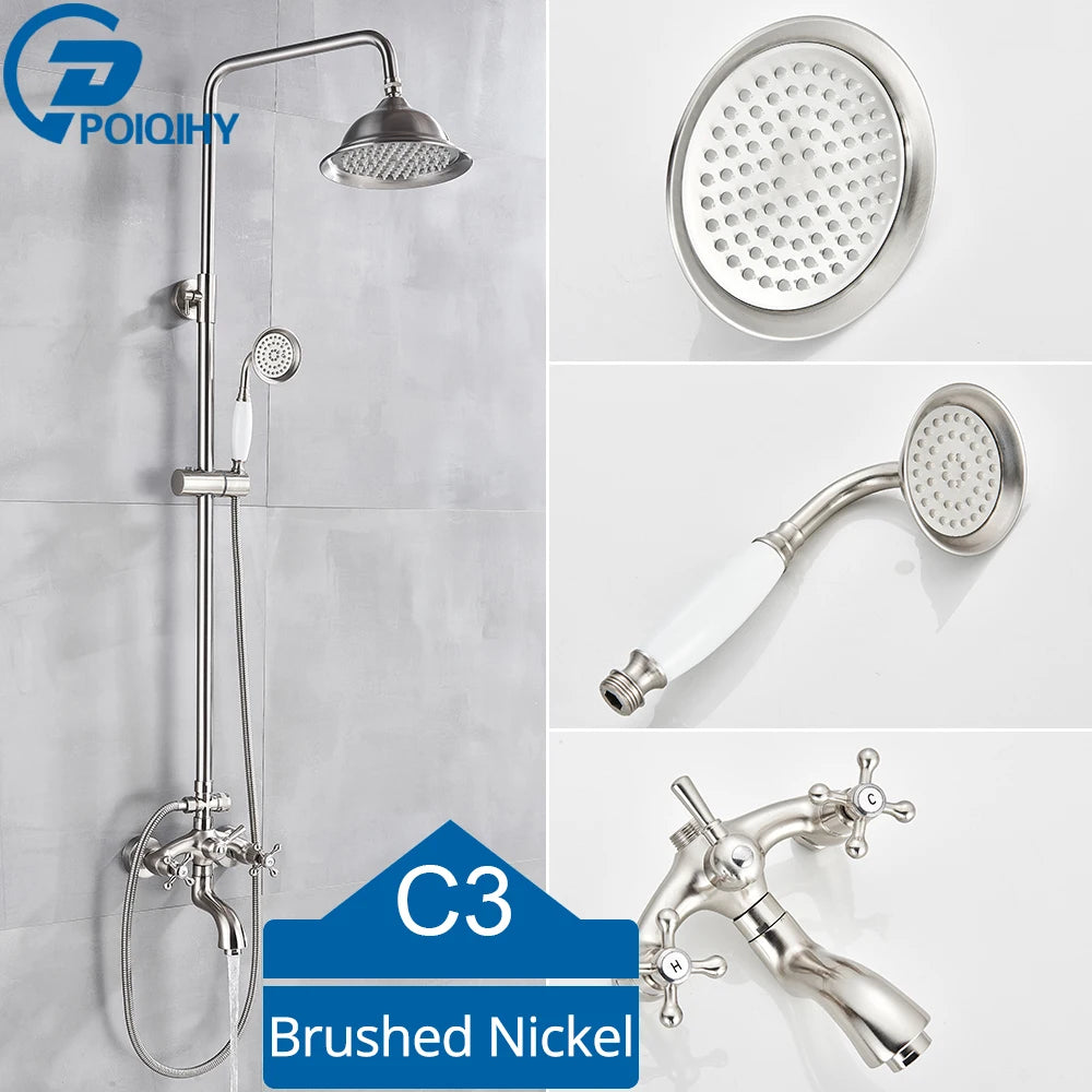 Bathroom Shower Faucet Brass Rainfall Shower Mixer Tap