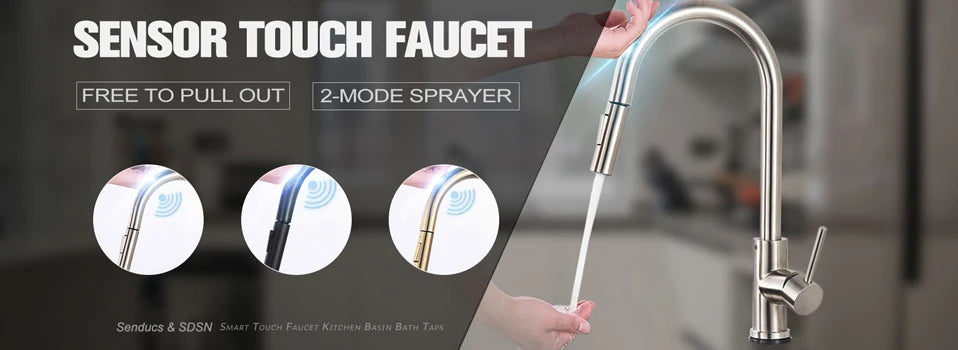 White Touch-On Sink Faucets Pull Down Sprayer Improvement