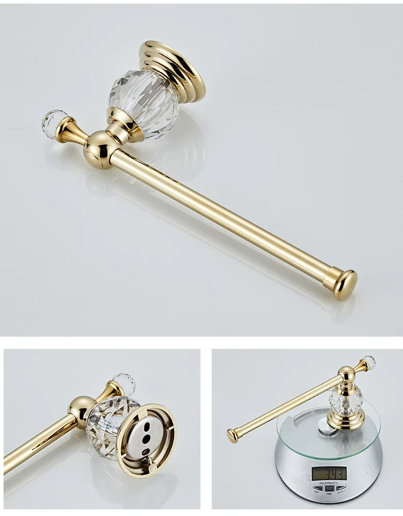 Ellen Golden Crystal Bathroom Hardware Adjust Towel Rack