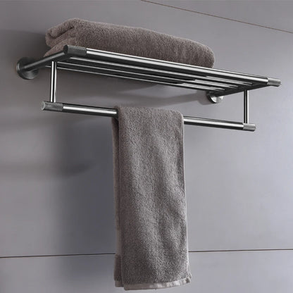Grey Bathroom Hardware Kit Stainless Steel Round Wall