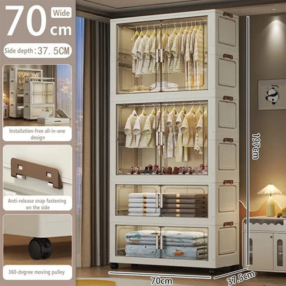 Multi-Functional Folding Storage Cabinet Doors White/Black/Gray