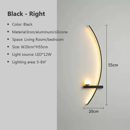 Modern Led Simple Art Bedroom Bedside Wall Lamp