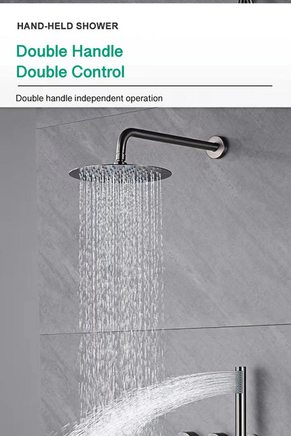 Luxury Gun Gray Brass Bathroom Shower System Concealed