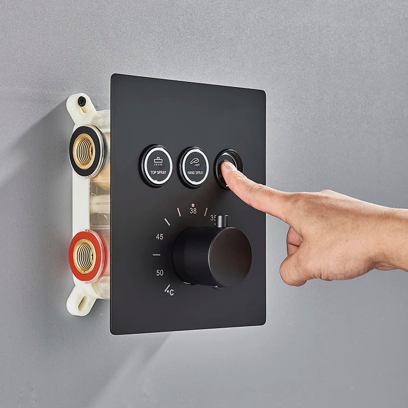 Black Led Digital Display Shower Faucet Remote Control