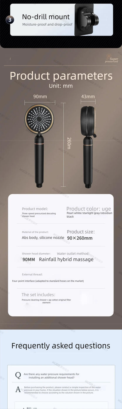 High Pressure Filter Shower Head Chlorine Removal Skin