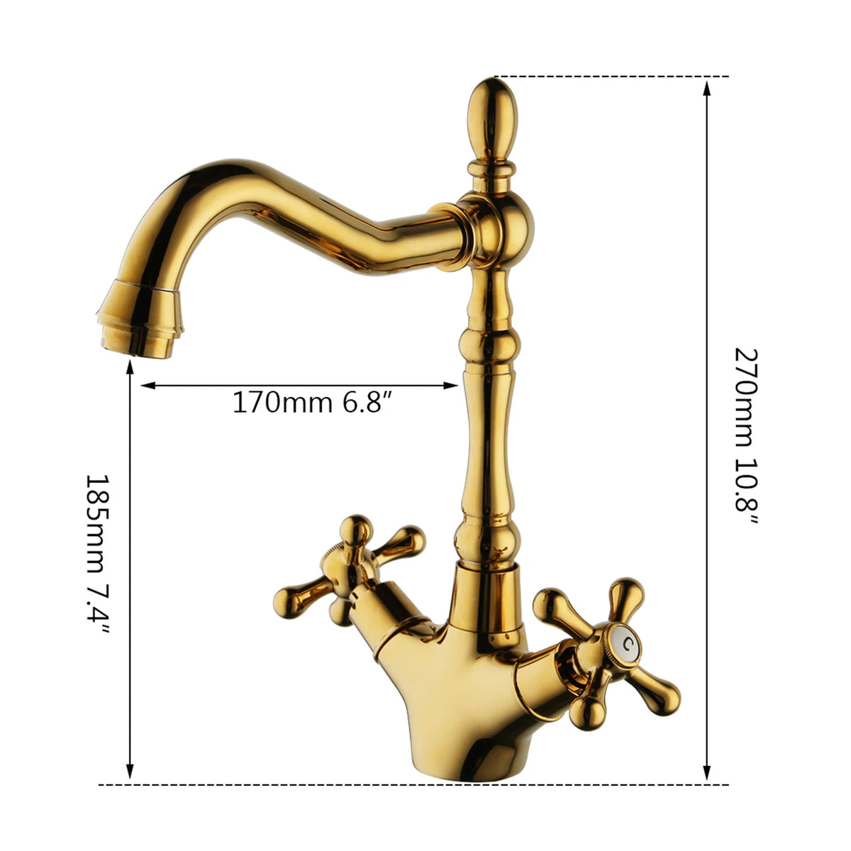 Kemaidi Gold Bathroom Sink Faucet Brass Hole Deck