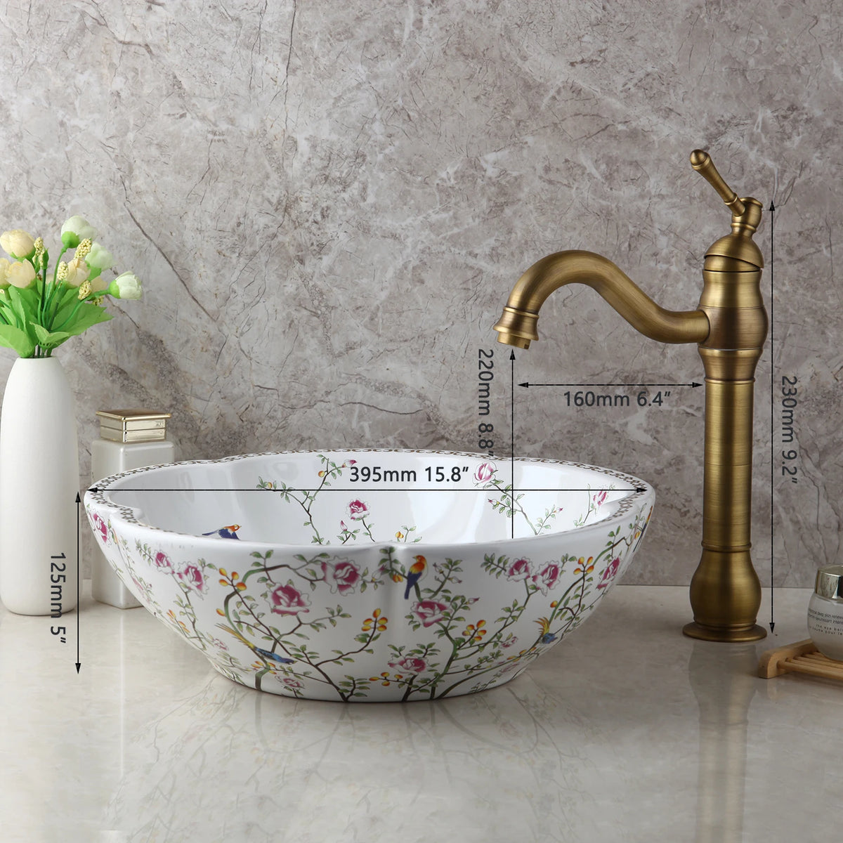 Zappo Above Counter Ceramic Vessel Sink Bathroom Round
