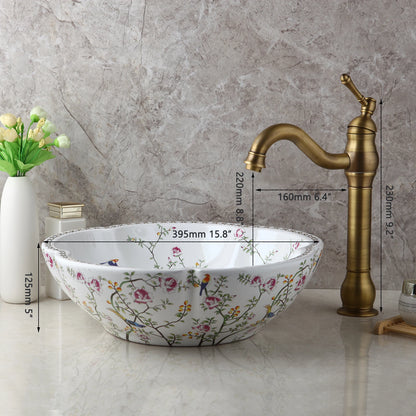 Zappo Above Counter Ceramic Vessel Sink Bathroom Round