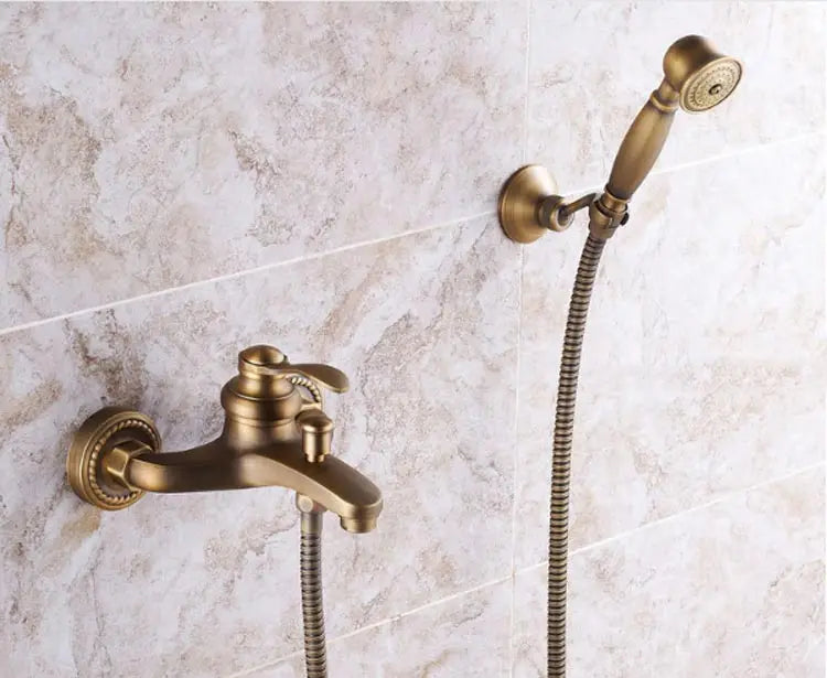 European Style Antique Retro Bathroom Shower Faucet Copper