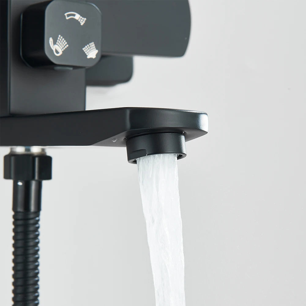 Black Luxury Bathroom Shower Faucet Wall Mounted Swivel
