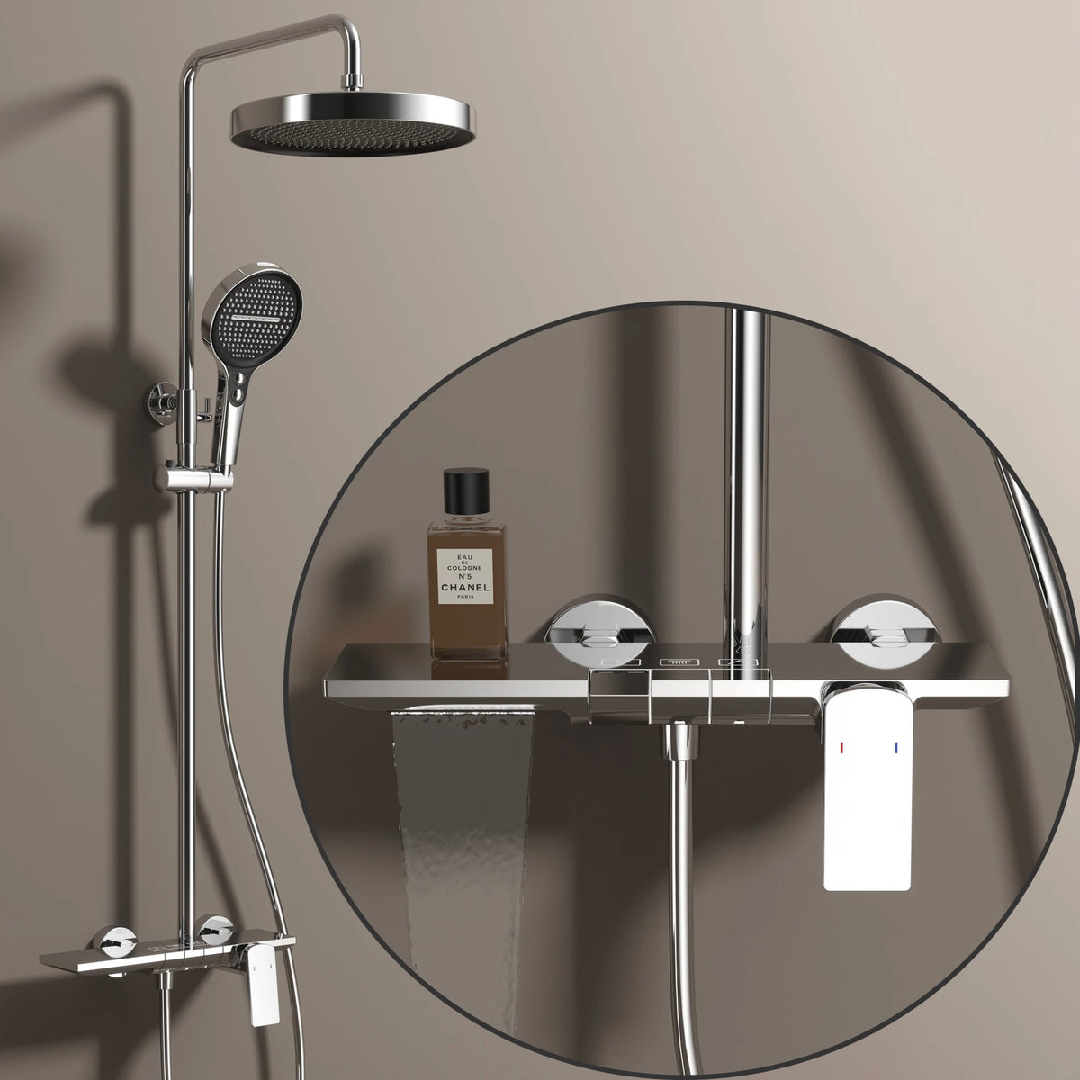 Rose Gold Piano Bathroom Shower System Solid Brass