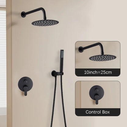 Black Brass Shower System Rain Shower Faucet Bathroom