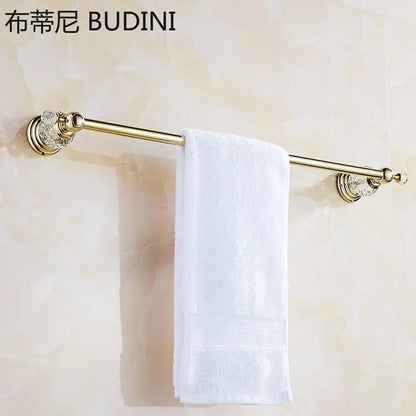 Pieces Chrome Gold Polished Bathroom Sets Brass&Crystal Towel