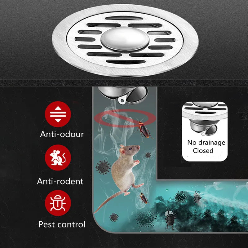 Stainless Steel Floor Drains Shower Anti-Odor Drainer Bathtub