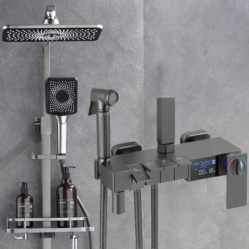 Piano Digital Display Thermostatic Bathroom Shower Cold Brass
