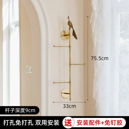 Retro Brass Bird Towel Ring Storage Rack Perforation-Free