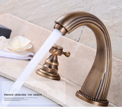 Basin Faucets 3pcs Antique Brass Classic Bathroom Sink