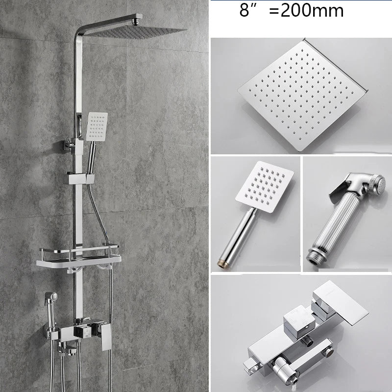 Sinlaku Rainfall Bathroom Shower Faucet Rack Shelf Bathtub