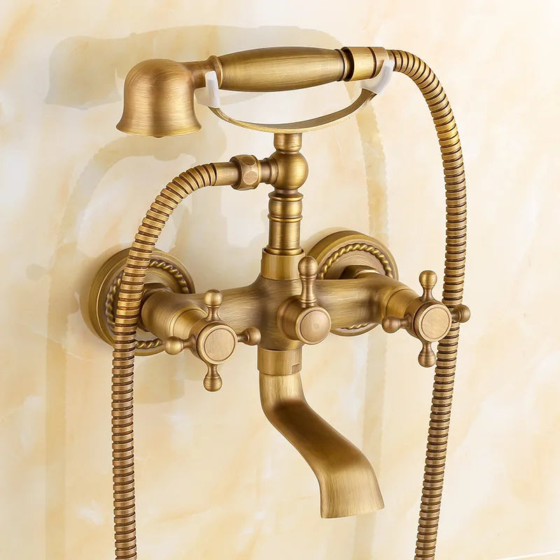 Antique Bathroom Bathtub Showet Faucet Copper Black Shower