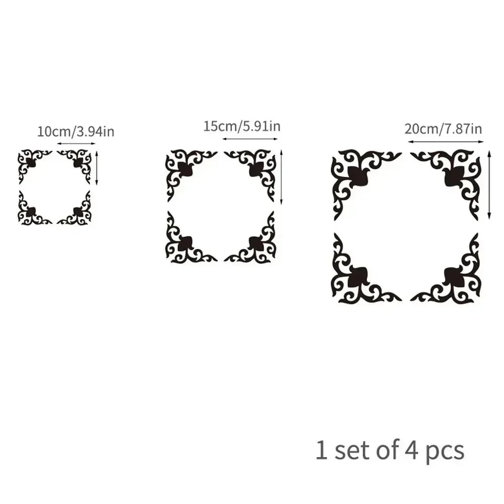 8/4pcs Acrylic Mirror Sticker Corner Onlay Hollow Stickers