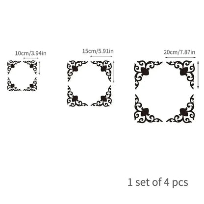 8/4pcs Acrylic Mirror Sticker Corner Onlay Hollow Stickers