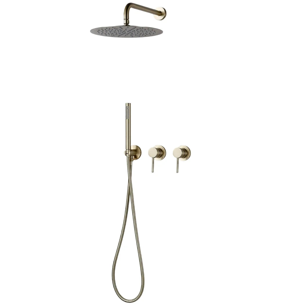 Jieni Rainfall Shower Faucet Brushed Gold Bathroom Shower