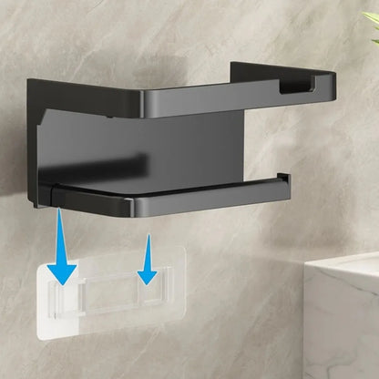 No Drill Toilet Paper Holder Wall Mounted Shelf