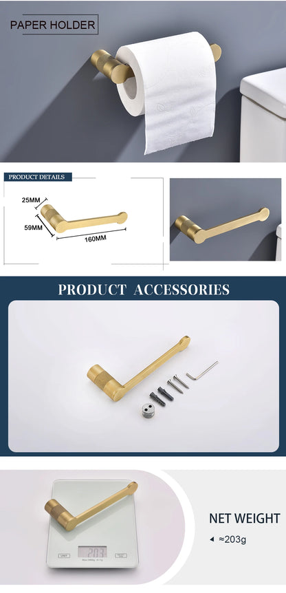 Brushed Gold Bathroom High Quality Brass Knurled Towel
