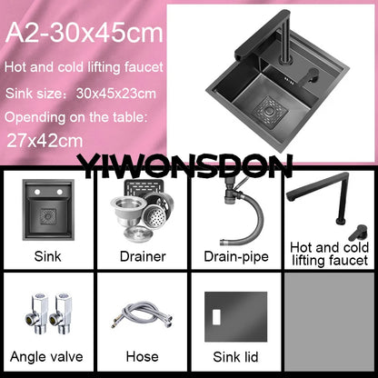 Nano Hidden Bar Sink Black Folding Faucet Mini