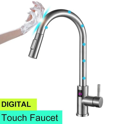 Smart Digital Touch On Faucets Pull Down Cold