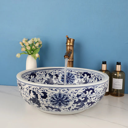 Zappo Jindezhen Ceramic Bathroom Vessel Sink Faucet Combo