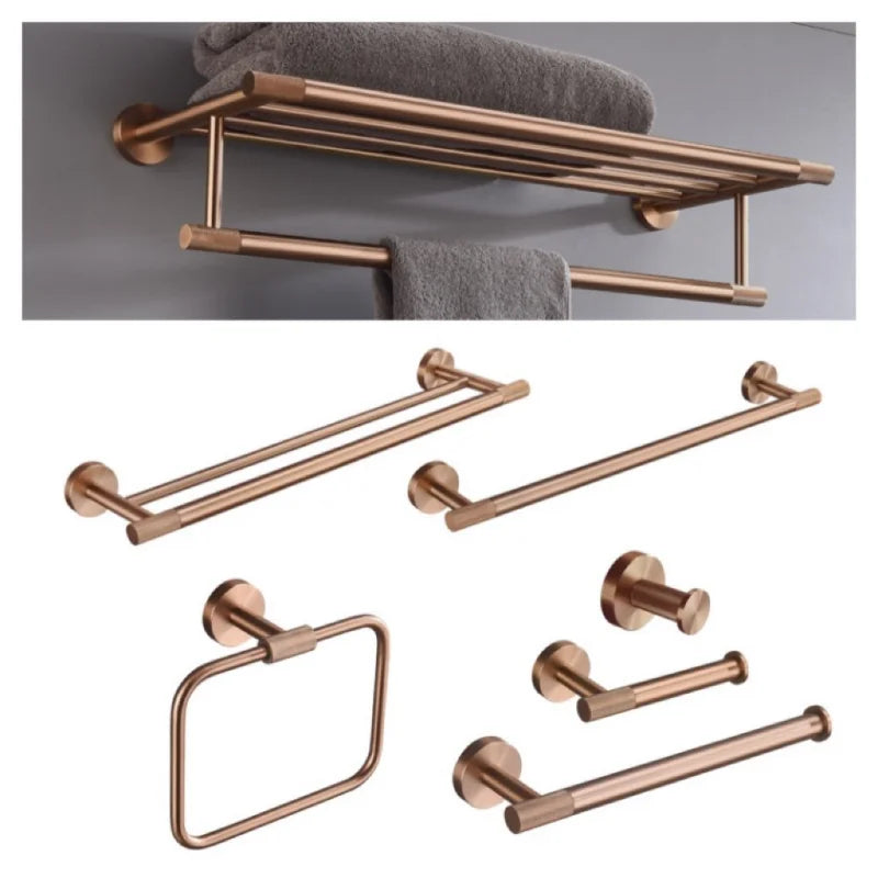 Brushed Rose Gold Brass Knurled Toilet Brush Holder