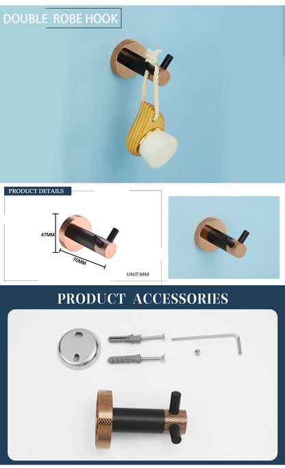 Rose Gold &Black Wall Mount Shelf Toilet Bath