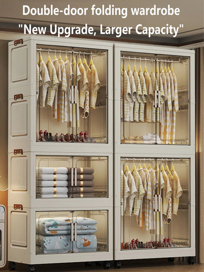 Multi-Functional Folding Storage Cabinet Doors White/Black/Gray